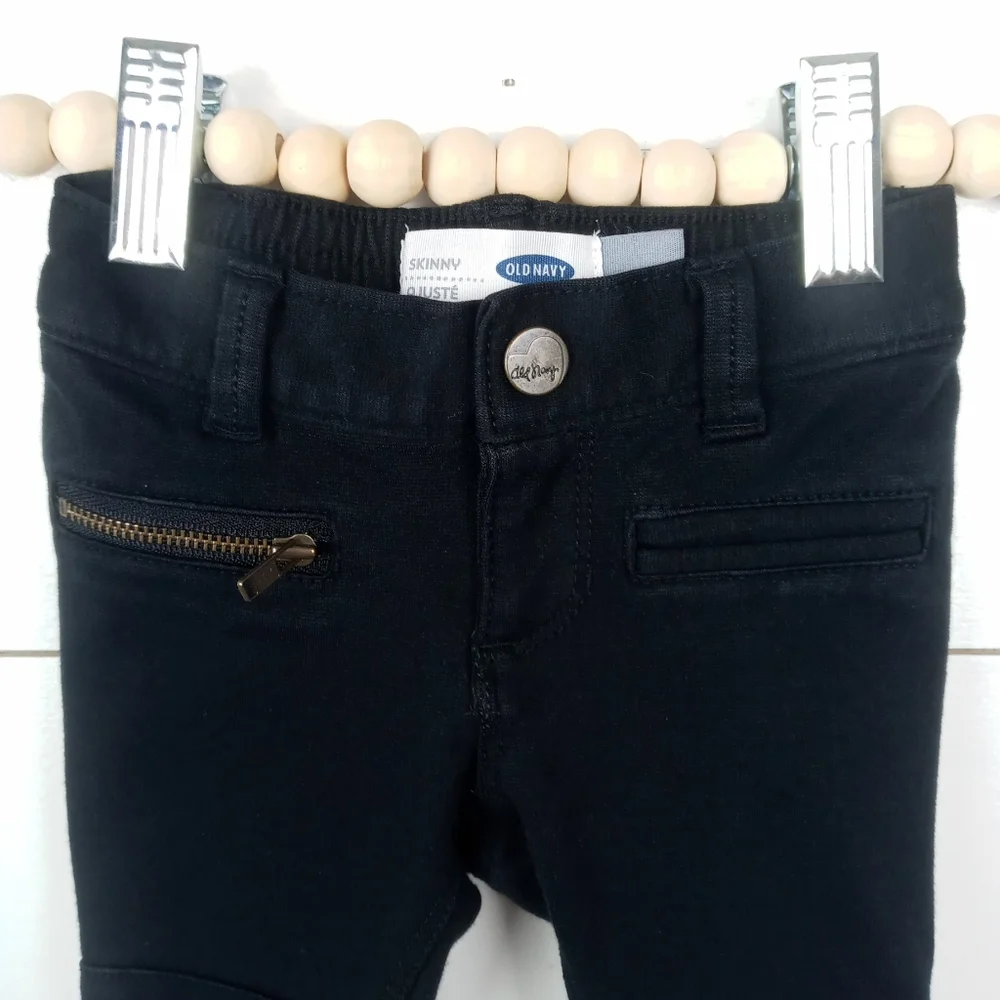 Old Navy girls size 12-18 mos black denim hipster skinny jeans snap and zipper